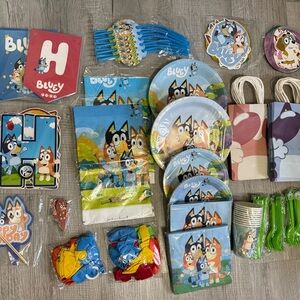 New Birthday Party Tableware Set - Bluey Character Plates, Napkins & Accessories